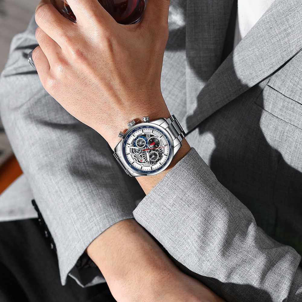 Đồng hồ đeo tay CURREN 8391S dây thép không gỉ mặt số lớn phát sáng cho nam