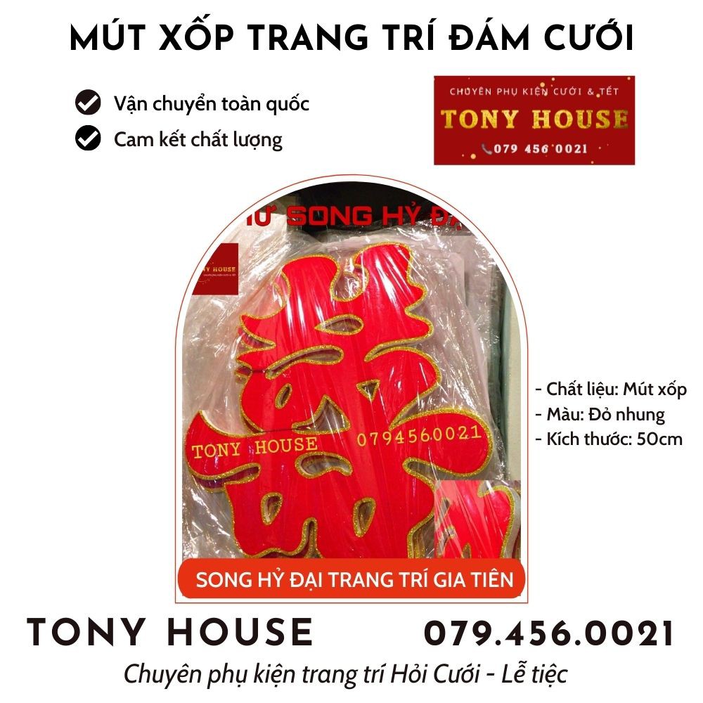 [CƯỚI] Chữ song hỷ mút xốp trang trí đám cưới - TONY HOUSE