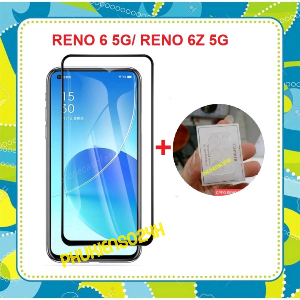 OPPO Reno7 5G Reno7 Z Reno 6 5G Reno6 Z 5G - Combo Kính cường lực Full màn hình + Cụm bảo vệ camera loại xịn TRONG SUỐT