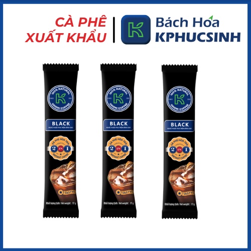 Combo 100 stick cà phê đen hòa tan K Black 2in1 KPHUCSINH - Hàng Chính Hãng