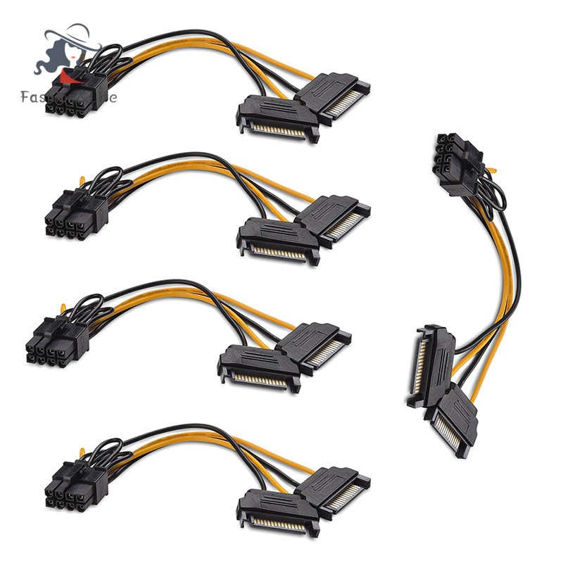 Set 1 / 5 Cáp Video 15pin Sata Sang Pcie 8pin (6 + 2) Dài 18cm