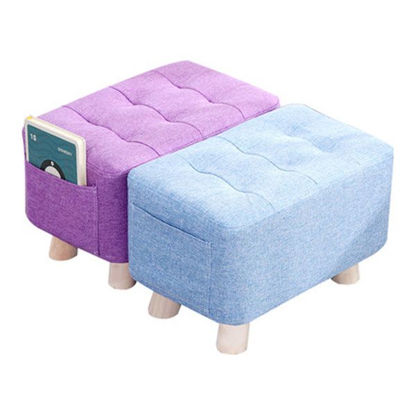 Vải ghế đẩu nhỏ nhà thay giày ghế đẩu phòng khách Bắc Âu ghế sofa lười ghế đôn chân gỗ rắn băng ghế nhỏ ghế đẩu thấp