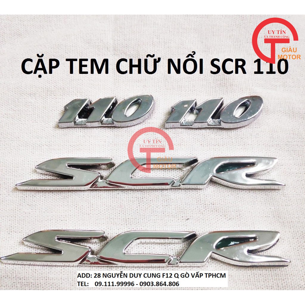 CẶP CHỮ NỔI SCR 110 BẰNG NHỰA CỨNG DÁN XE HONDA SCR ,TINH SẢO