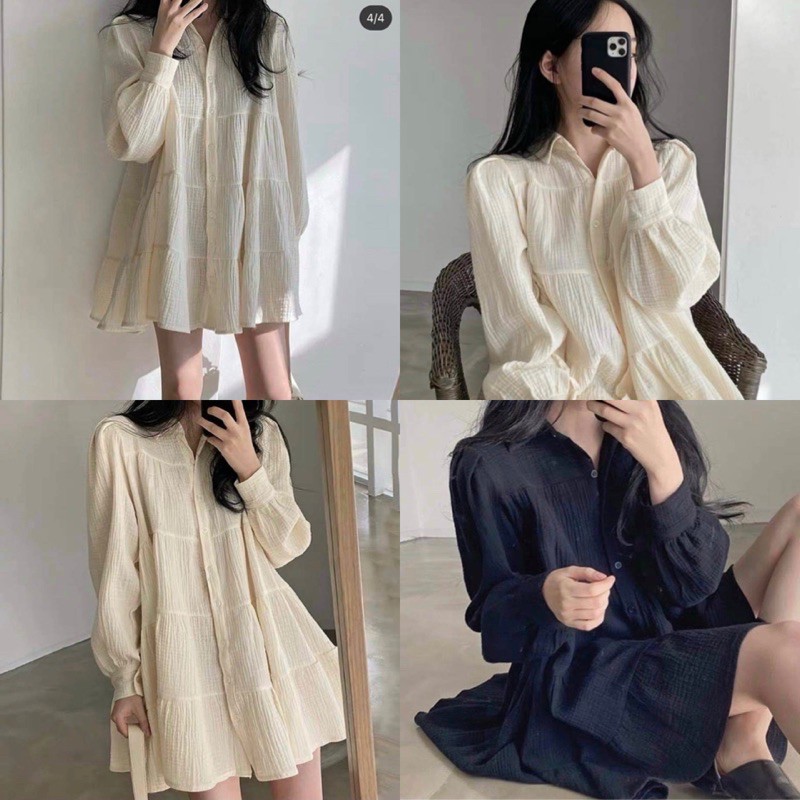 Áo Kiểu MIO OVERSIZE SHIRT thiết kế tay dài  chất vải tầm xước thoáng mát form chuẩn dễ mix &amp; match