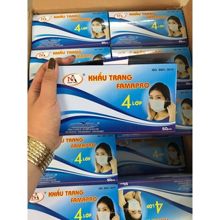Khẩu Trang Y Tế Nam Anh 4 Lớp Kháng Khuẩn - Hộp 50 Cái Mẫu Mới 2020