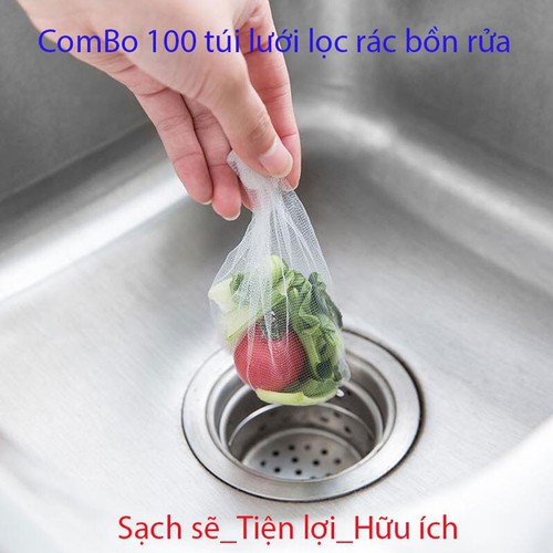 Túi lưới lọc rác bồn rửa chén bát(100 túi) Tiện Lợi, Dễ Sử Dụng, Dai