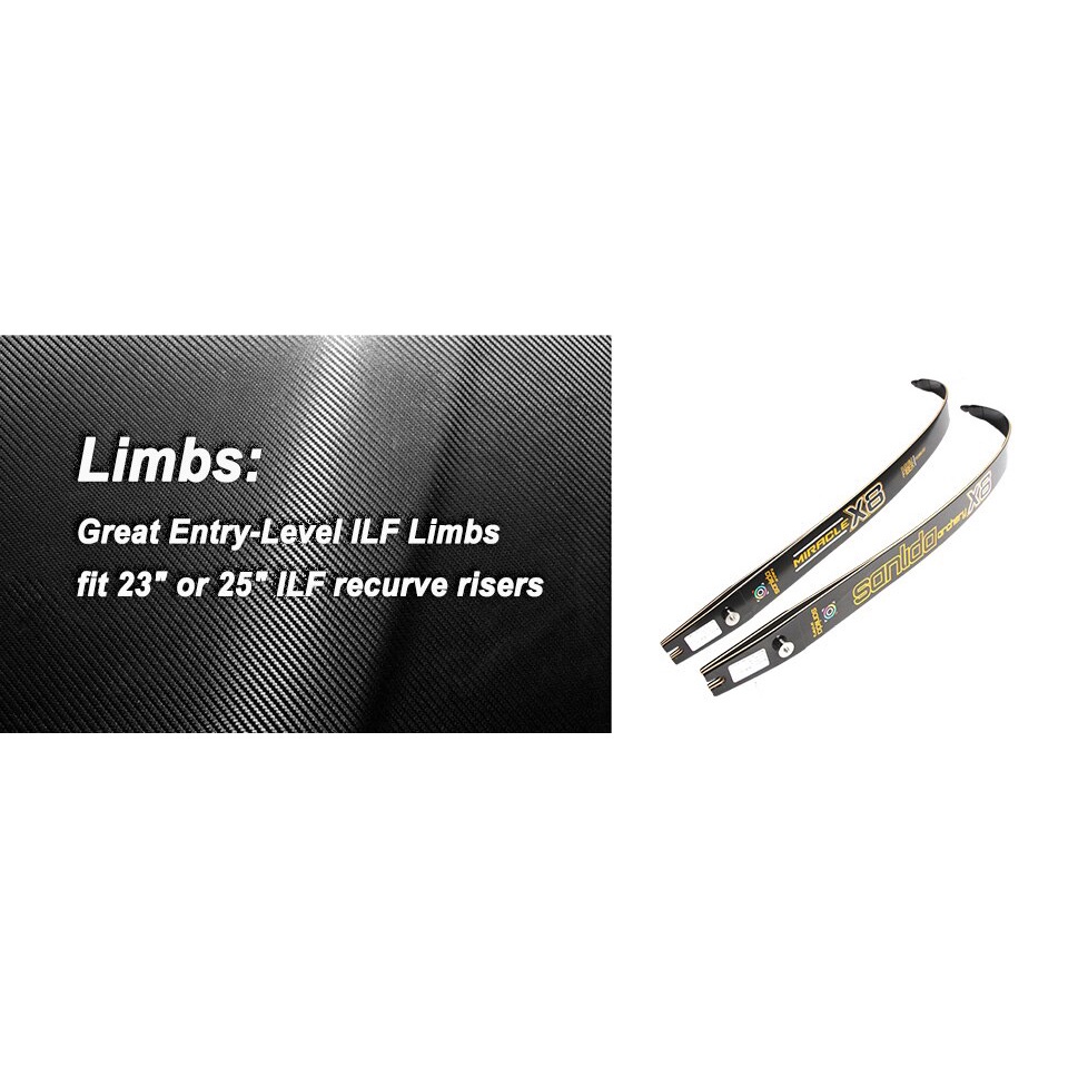 Bắn cung sanlida miracle x8 ilf limbs 16-44 lbs entry-level ilf recurve bow limb core wood & fiberglass thể thao ngoài trời