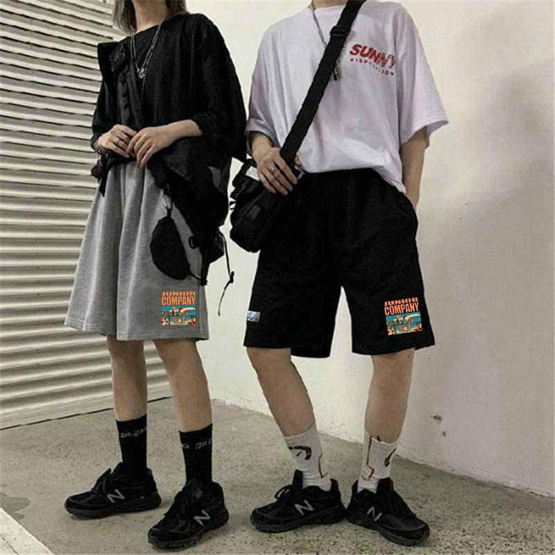Quần short nam nữ unisex in hoa cúc vải thun poly dày dặn co giãn thoải mái form chuẩn (junior)