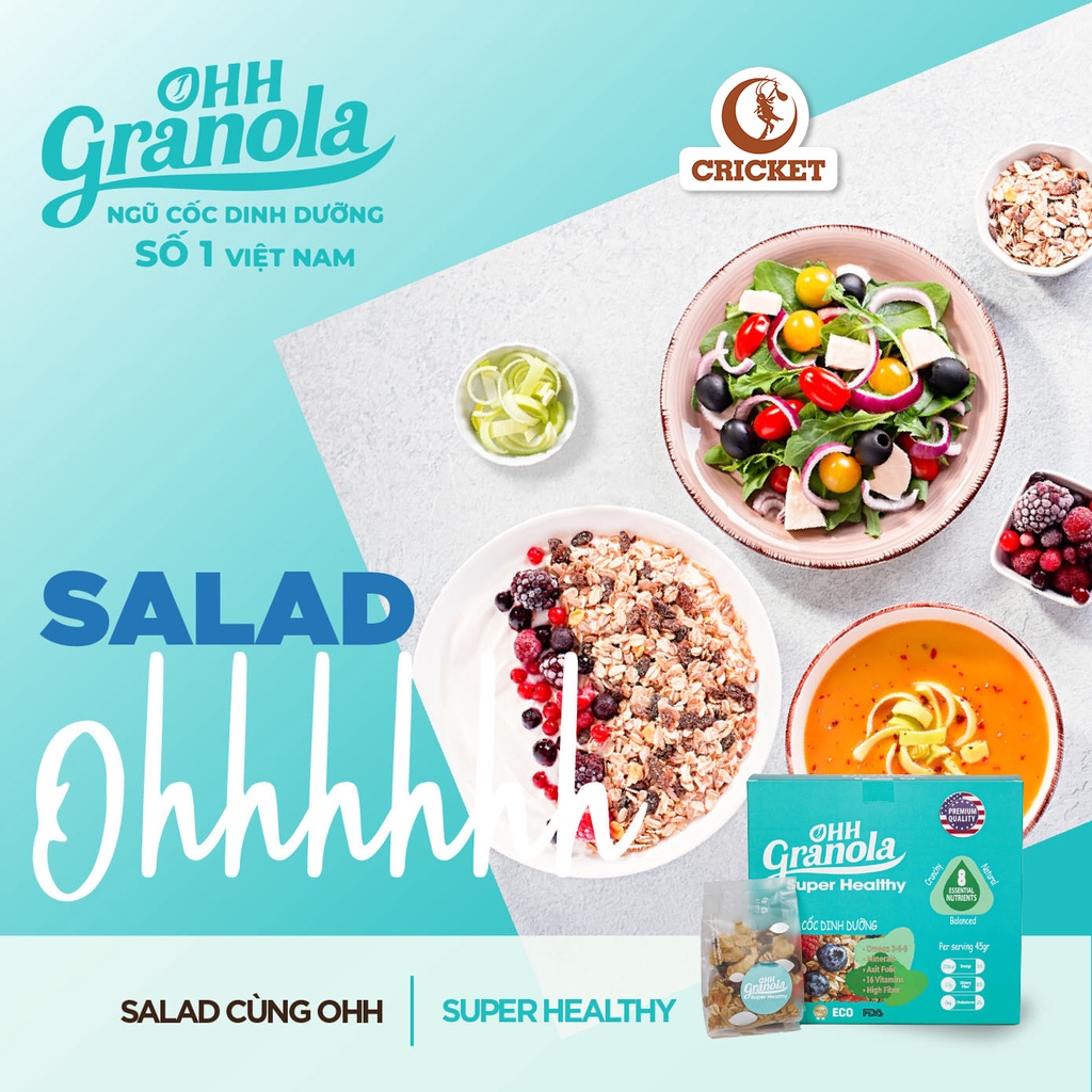 [ Super Healthy] Ngũ cốc trái cây Ohh Granola Hộp 250g - Ngũ cốc dinh dưỡng cao cấp, hỗ trợ ăn kiêng.