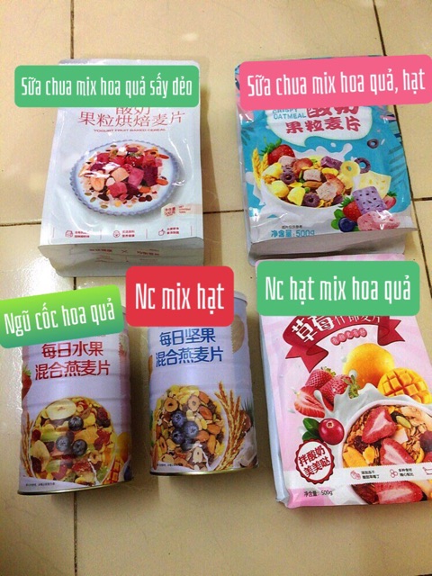 Set 2 túi ngũ cốc giảm cân sữa chua hoa quả (túi 500g)