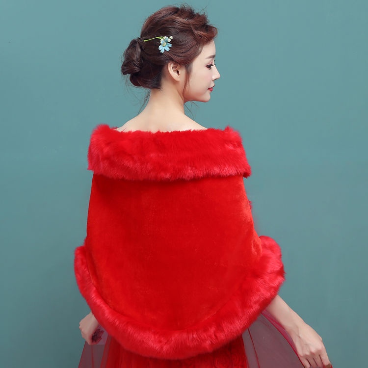 Áo choàng len màu trắng ấm áp thời trang thu đông 2019 mới cho cô dâu
 | BigBuy360 - bigbuy360.vn