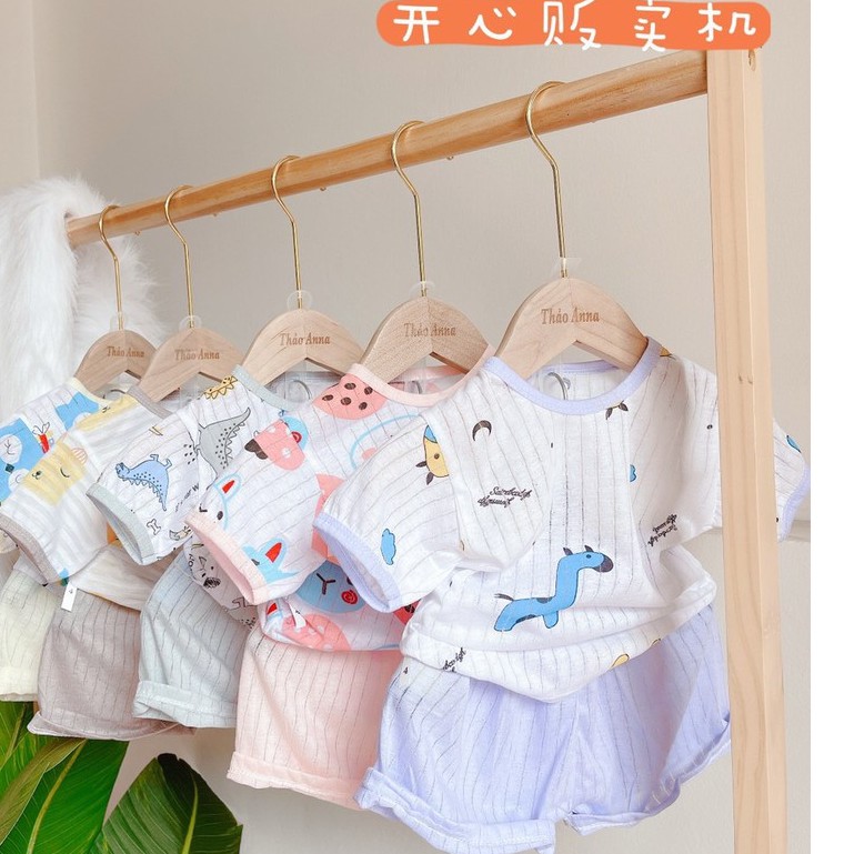 [Mẫu mới] Bộ cộc tay cotton giấy cài cúc vai với nhiều họa tiết đáng yêu cho bé sơ sinh từ 3-13kg - 𝐁𝐎𝟕𝟓