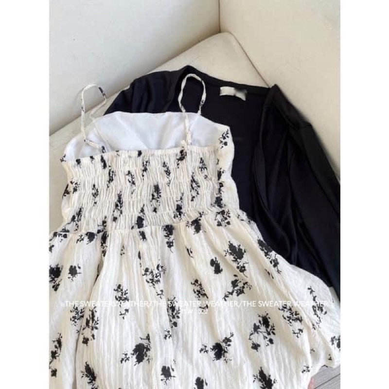 Set váy hoa hai dây kèm áo Cardigan TIPO