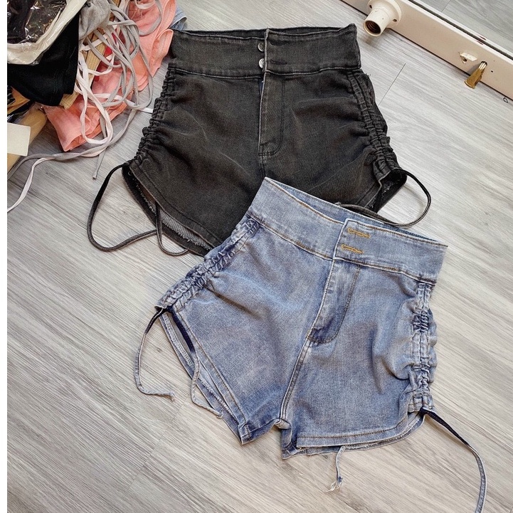 Quần short Jean nữ rút dây 2 hông cạp cao tôn dáng C475 Hàng đẹp,Thiết kế hiện đại, trẻ trung, năng động