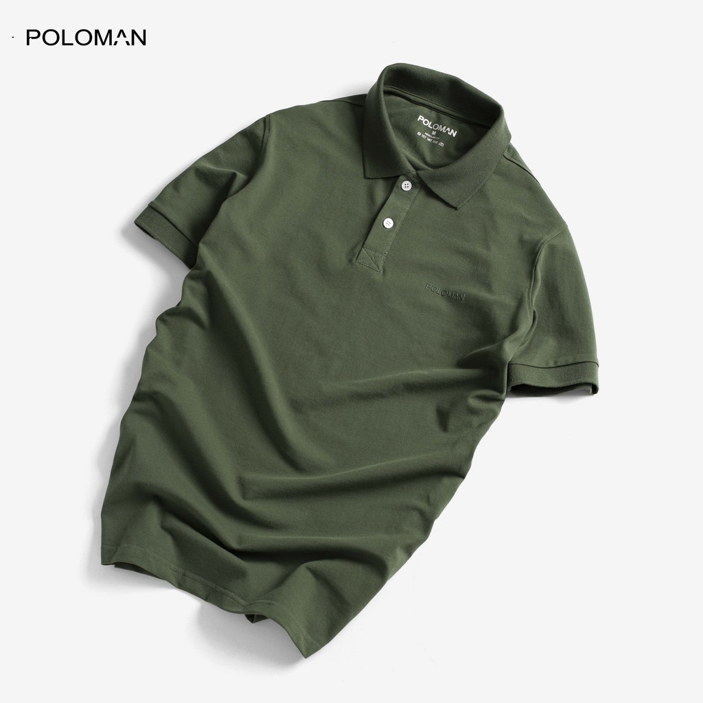 Áo thun Polo nam cổ bẻ vải cá sấu Cotton xuất xịn, chuẩn đẹp, màu Rêu P11 - POLOMAN | BigBuy360 - bigbuy360.vn