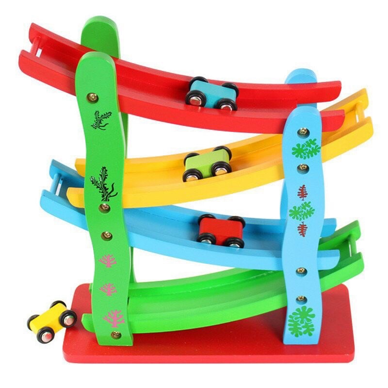 Đồ Chơi Gỗ Xe Cầu Trượt Ô Tô 4 Tầng - Đồ Chơi Gỗ Thông Minh Cho Bé Dolphin Kids