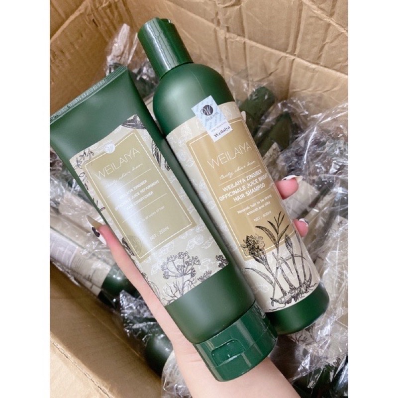 Cặp Dầu Gội + Xả Gừng Xanh Hà Thủ Ô WEILAIYA, Ngăn Rụng Tóc, Kích Mọc Tóc 400ml