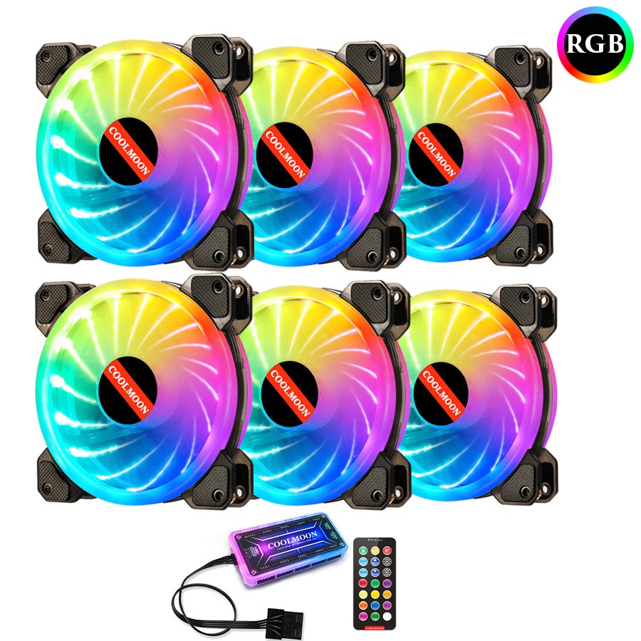 Bộ 2, 3, 4, 5, 6, 7, 8, 9, 10 Quạt Tản Nhiêt, Fan Case Coolmoon Ver 2 / V2 Led RGB (Version 2021) - Tùy Chọn