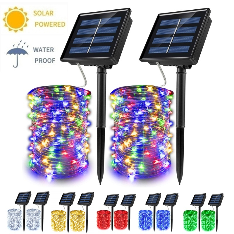 Dây Đèn Led 200 Bóng Dài 22m Với 8 Chế Độ Khác Nhau Dùng Năng Lượng Mặt Trời
