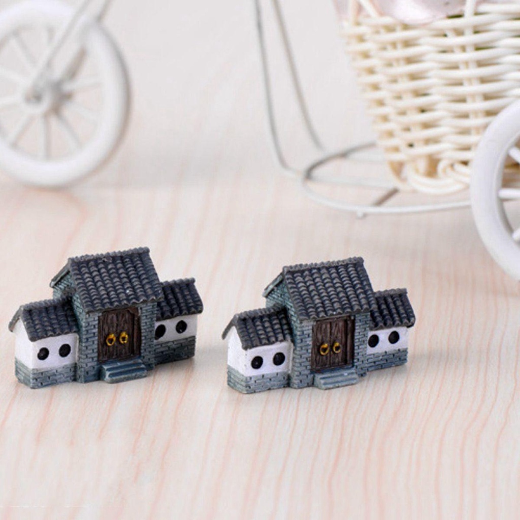 Đồ trang trí Thành Phố Màu Ngà Phong Cách Trung Hoa Bằng Nhựa Resin Mini Trang Trí Sân Vườn DIY