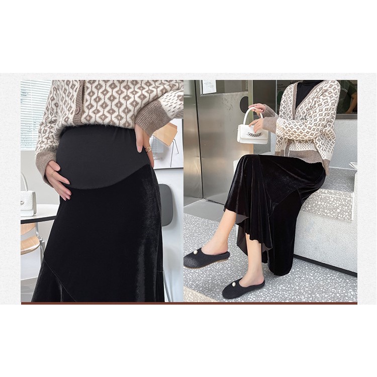 Chân Váy Bầu Xinh CVB62 nhung dài