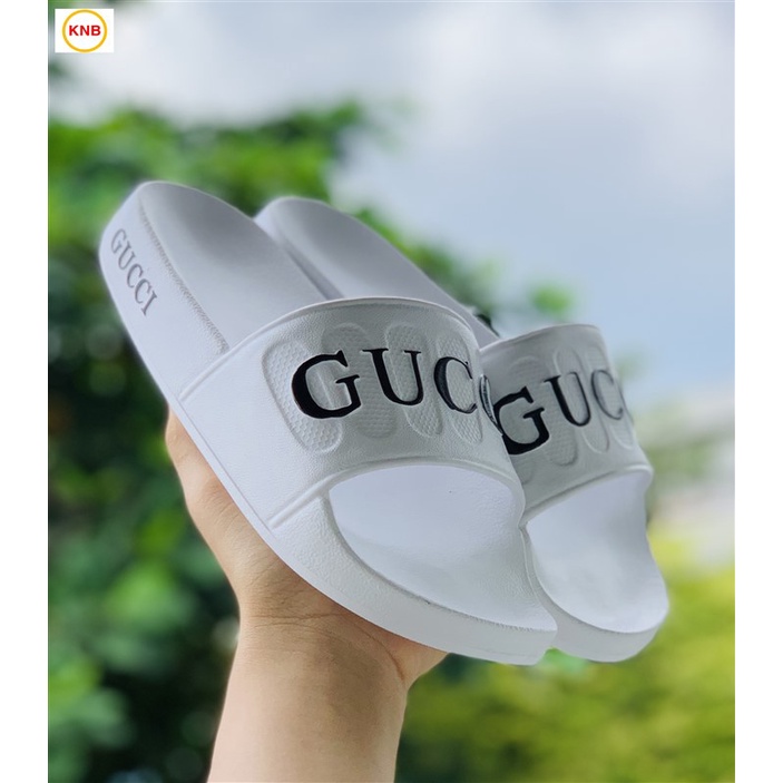 DÉP GUCCI NAM THỜI TRANG CAO CẤP-DÉP QUAI NGANG GUCC.I CHẤT LIỆU CAO SU NON CAO CÂP CHỐNG THẤM NƯỚC-CHỮ NỔI MÀU TRẮNG
