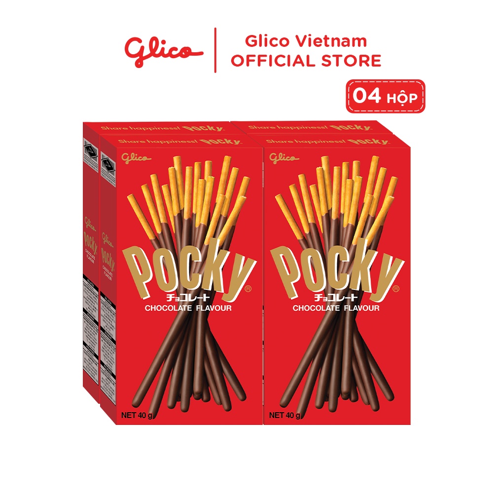 Combo 4 hộp bánh que Glico Pocky Socola 40G thích hợp làm đồ ăn vặt