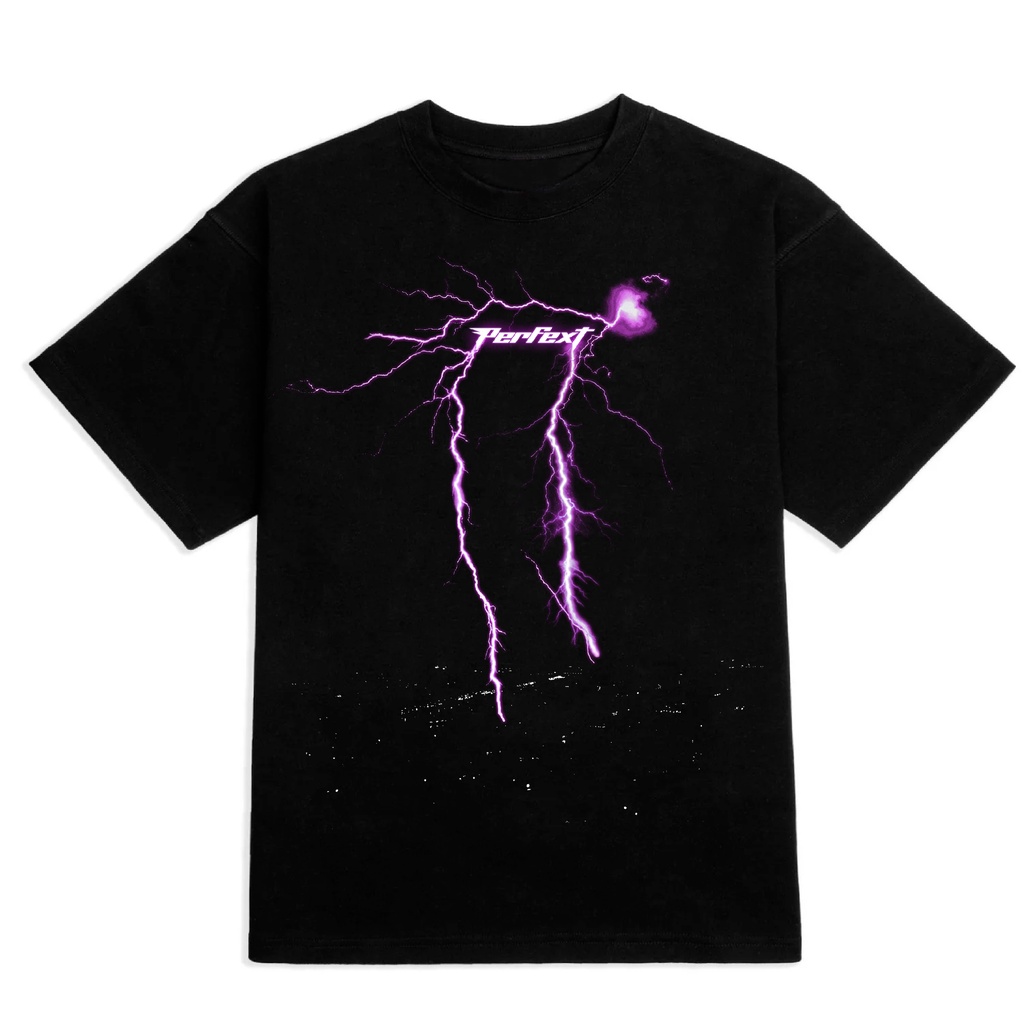 Áo thun nam Perfext Thunder UV 100% Cotton 2 Chiều, Áo Phông Nam Nữ Tay Lỡ Cổ Tròn Họa Tiết