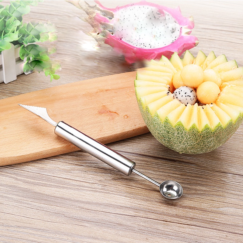 Muỗng và Dao cắt tạo hình hoa quả 2in1 Inox siêu bên IN93 và các mẫu khác