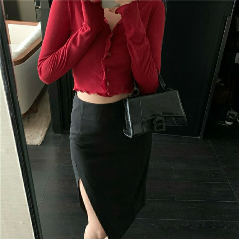 Áo Croptop Nữ Bánh Bèo Ôm Body Tay Dài Kiss Store