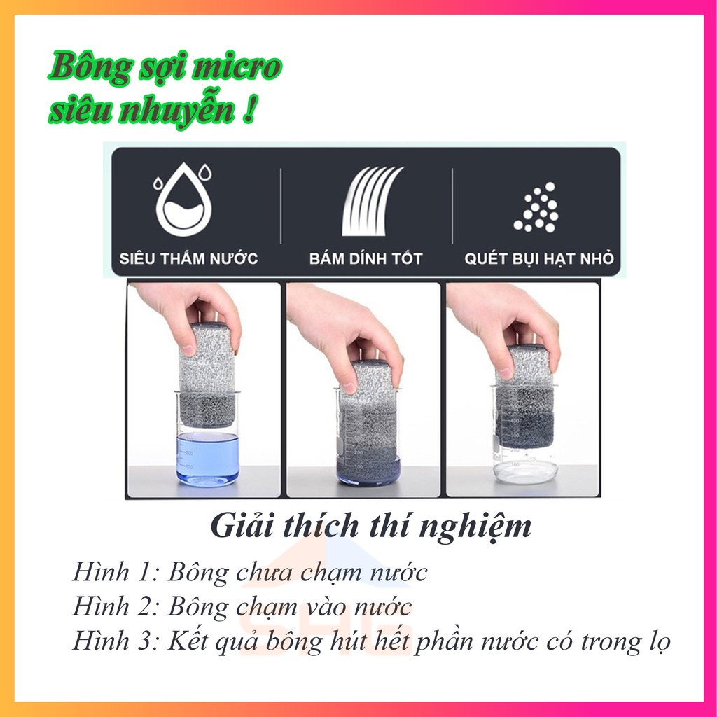 CÂY LAU NHÀ TỰ VẮT CÓ MIẾNG GẠT NƯỚC TIỆN DỤNG, KÍCH THƯỚC BÀN LAU 12X38 CM, DÙNG BÔNG GÀI 2 ĐẦU