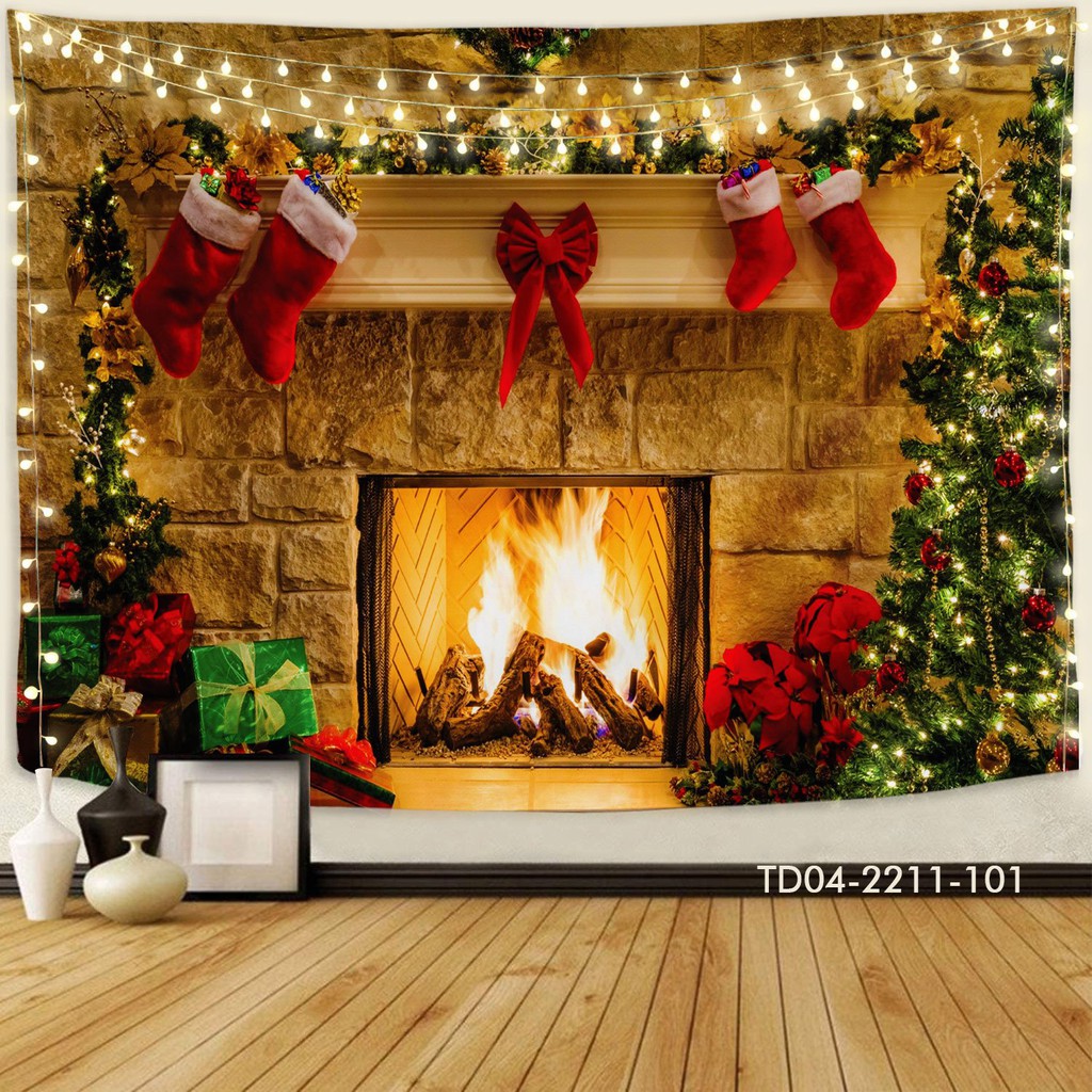 Tranh vải in 3D treo tường trang trí NOEL, decor GIÁNG SINH, MERRY CHIRMAS [ tặng móc treo, miếng dán định vị]