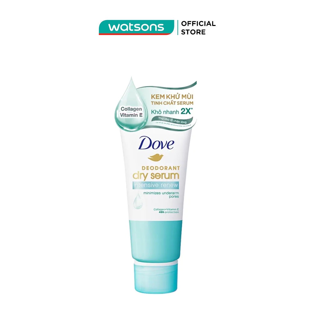 Kem Khử Mùi Dove Dry Serum Collagen & Vitamin E Dưỡng Sáng & Thu Nhỏ Chân Lông 50ml