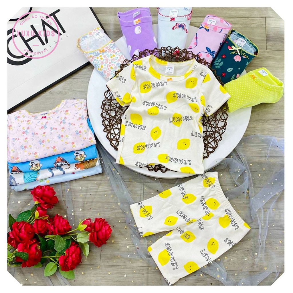 [HOT] Bộ cộc tay 🍓SALE🍓 Combo 3 bộ quần áo trẻ em mùa hè chất bozip xuất dư cho bé trai bé gái Xu Xu Kids size từ 8-20kg