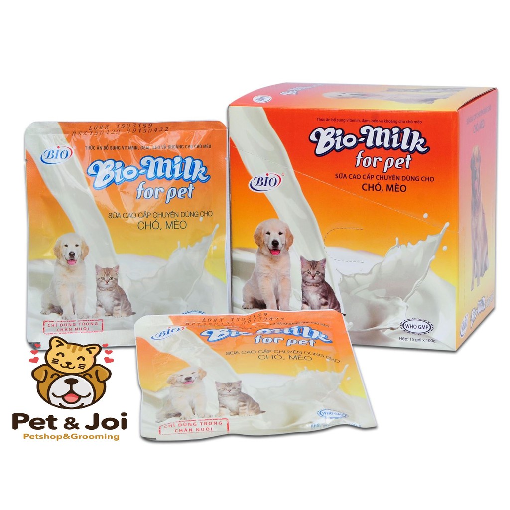 Sữa bột Bio Milk 100g cho thú cưng⚡CHỈ 1 NGÀY⚡ Sữa Cao Cấp Chuyên Dùng Cho Chó Mèo PET&amp;JOI