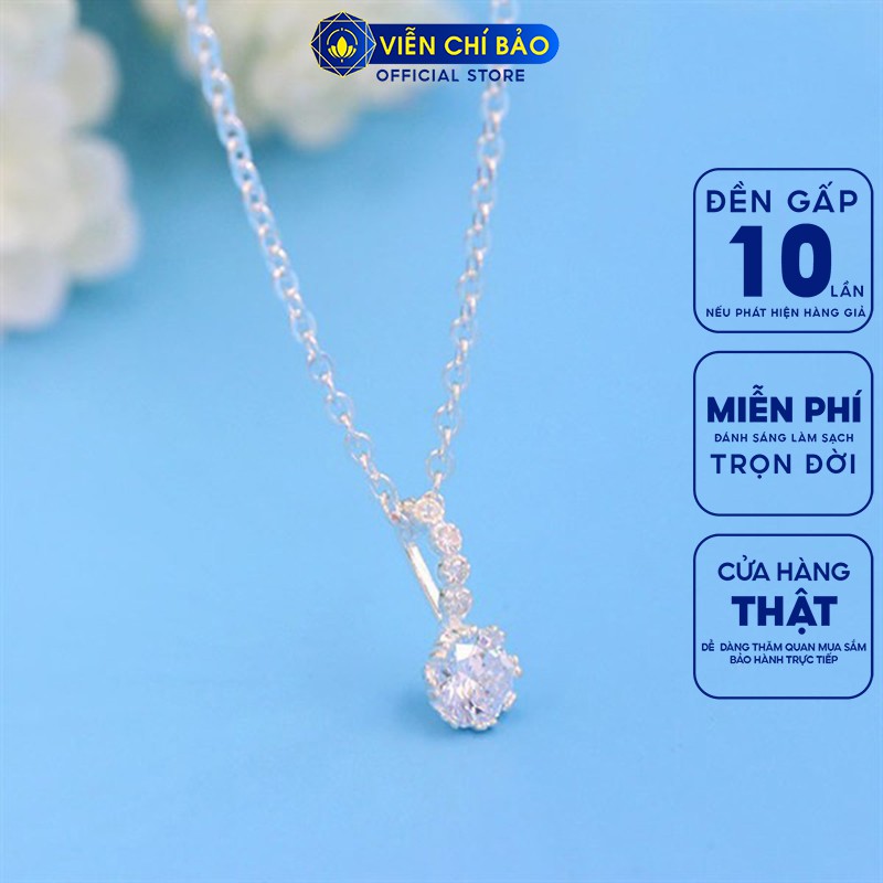 Dây chuyền bạc nữ Full đá trắng, vòng cổ nữ bạc 925 thời trang phụ kiện trang sức nữ Viễn Chí Bảo D400758