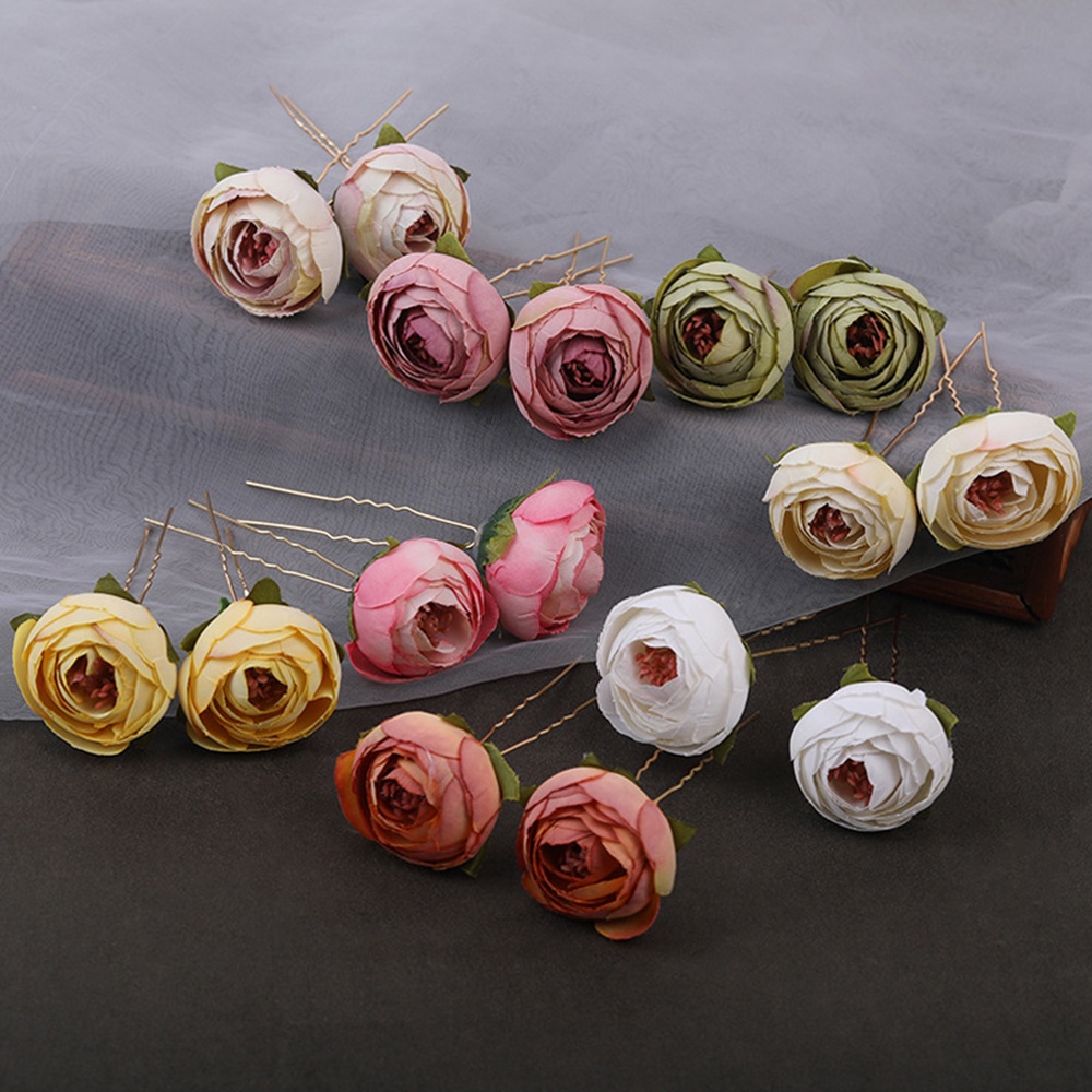 GETNOIVAS Set 2 Kẹp Tóc Hợp Kim Hình Chữ U Đính Hoa Sang Trọng