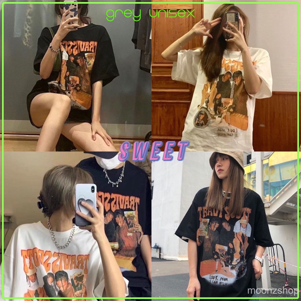 ÁO THUN, ÁO PHÔNG TAY LỠ NAM NỮ UNISEX OVERSIZE, ÁO PHÔNG FORM RỘNG TRAVIS SCOTT D78 MOONZSHOP