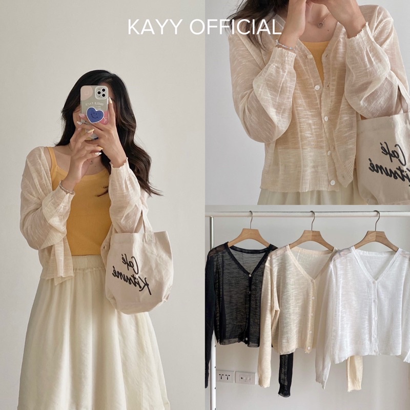 KAYY. Khoác len mỏng 5 khuy dài tay - Al5k (ảnh thật)
