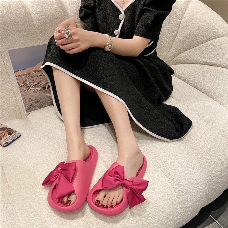 CHZK Dép Đế Bằng Chống Trượt Đính Nơ Dễ Thương Thời Trang Mùa Hè Cho Bạn Gái