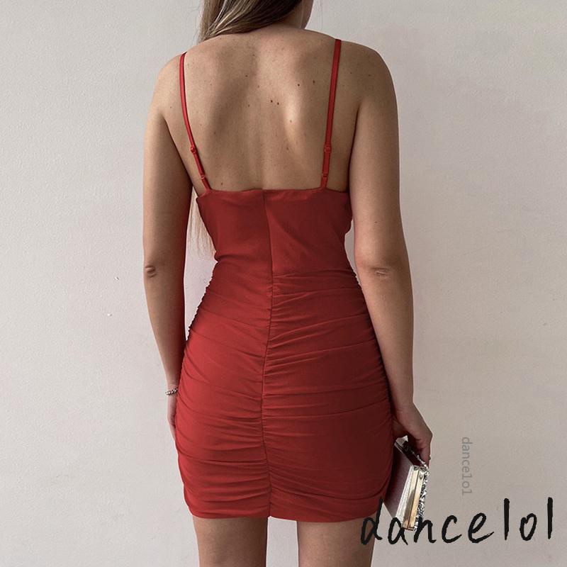 Đầm Khiêu Vũ 1O1 Cổ Chữ V Hở Lưng Màu Trơn Đính Đá Thời Trang Cho Nữ