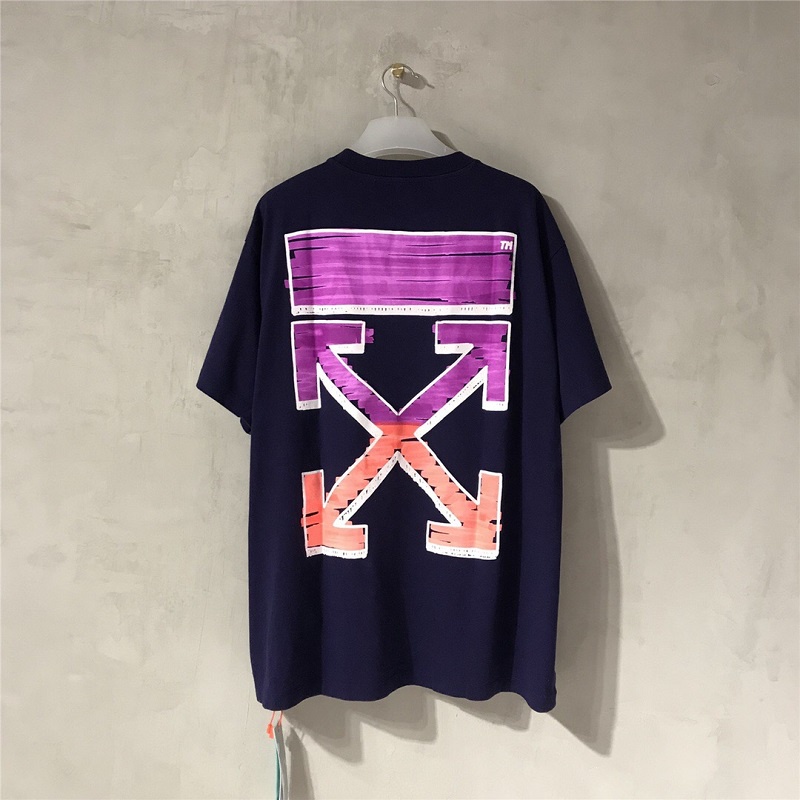 Off WHITE Áo Thun Tay Ngắn Dáng Rộng Họa Tiết graffiti Cá Tính Cho Nam Nữ