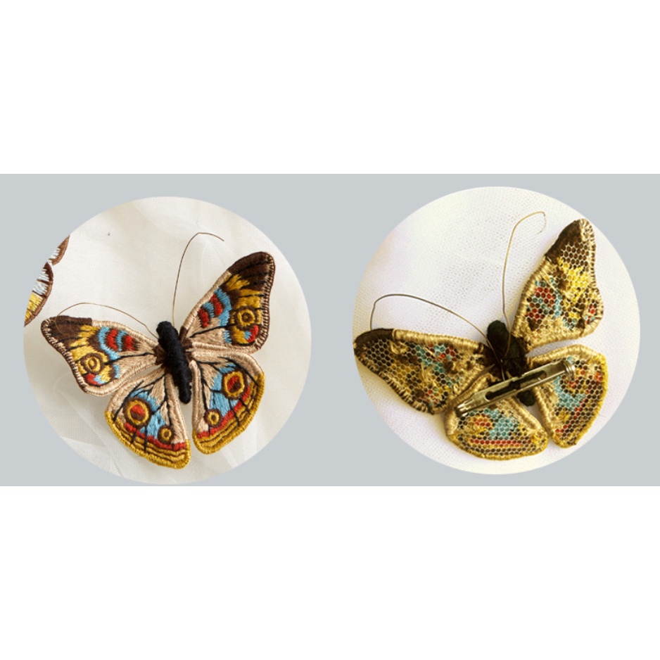 Gói KIT Nguyên Liệu DIY Túi Dụng cụ Tự Thêu Tay Nghệ Thuật Ghim Cài Áo Butterfly Hoa Xuân Embroidery Handmade - Mie Shop