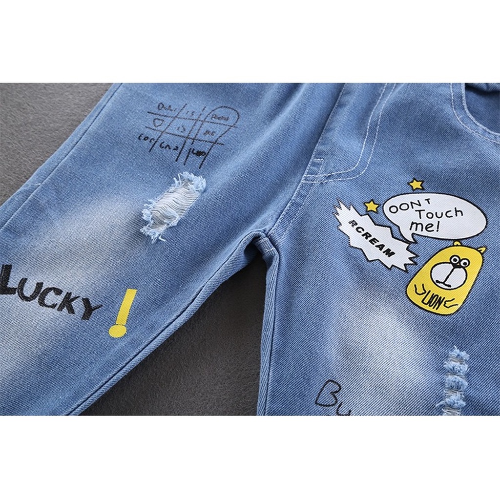 Quần jean dài  in họa tiết thời trang xuân thu cho bé trai 1-11 tuổi