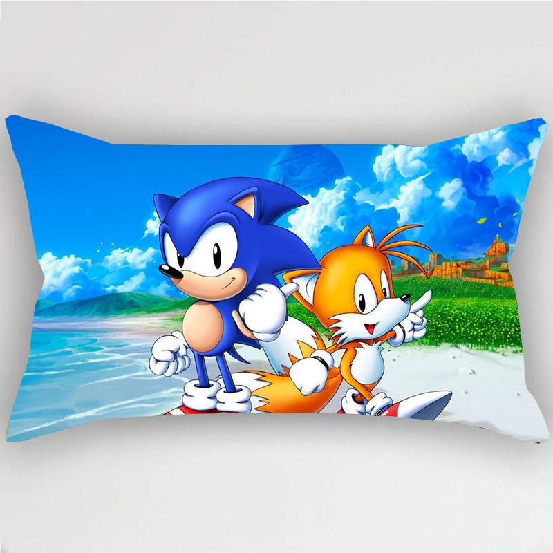 Vỏ bọc gối hình chữ nhật in hình Sonic The Hedgehog 50x30cm chất lượng cao