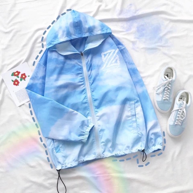 Áo Jacket Dù 3D Nút Bấm The Zed Pastel Icon Dây Rút Ảnh Thật