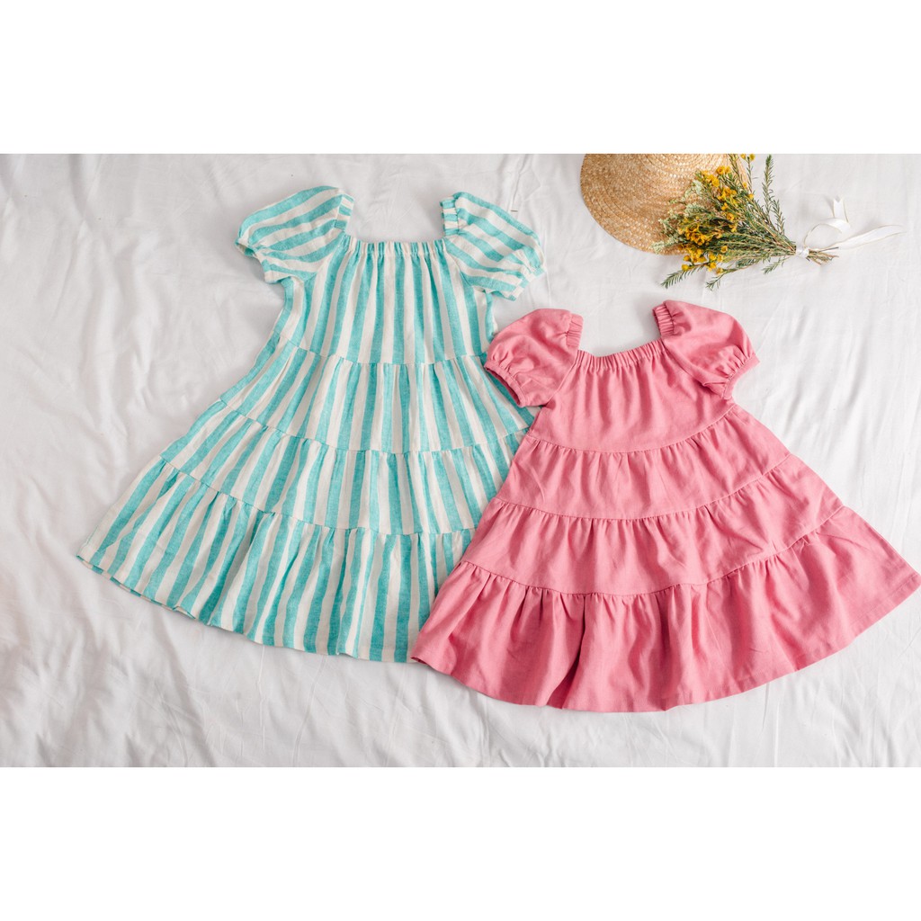 [LITTLE PINK] SUSANNE DRESS - Váy tay bồng chun vai bé gái