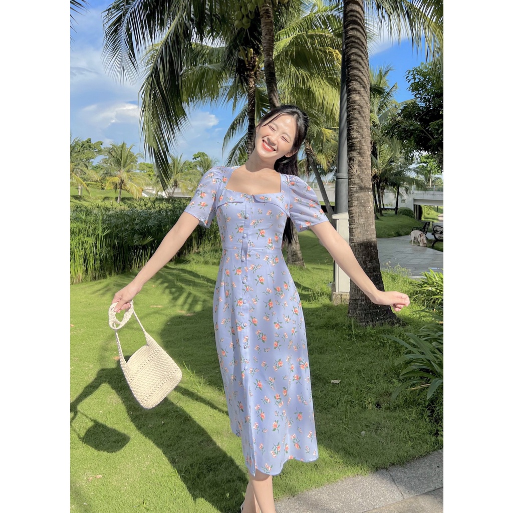 Đầm TALY- Đầm hoa dài dây chéo lưng