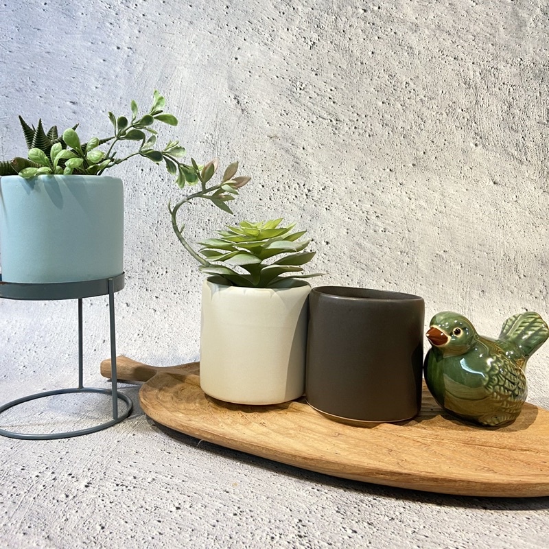 Chậu gốm mini trụ tròn chậu trồng cây sen đá xương rồng, hàng sẵn