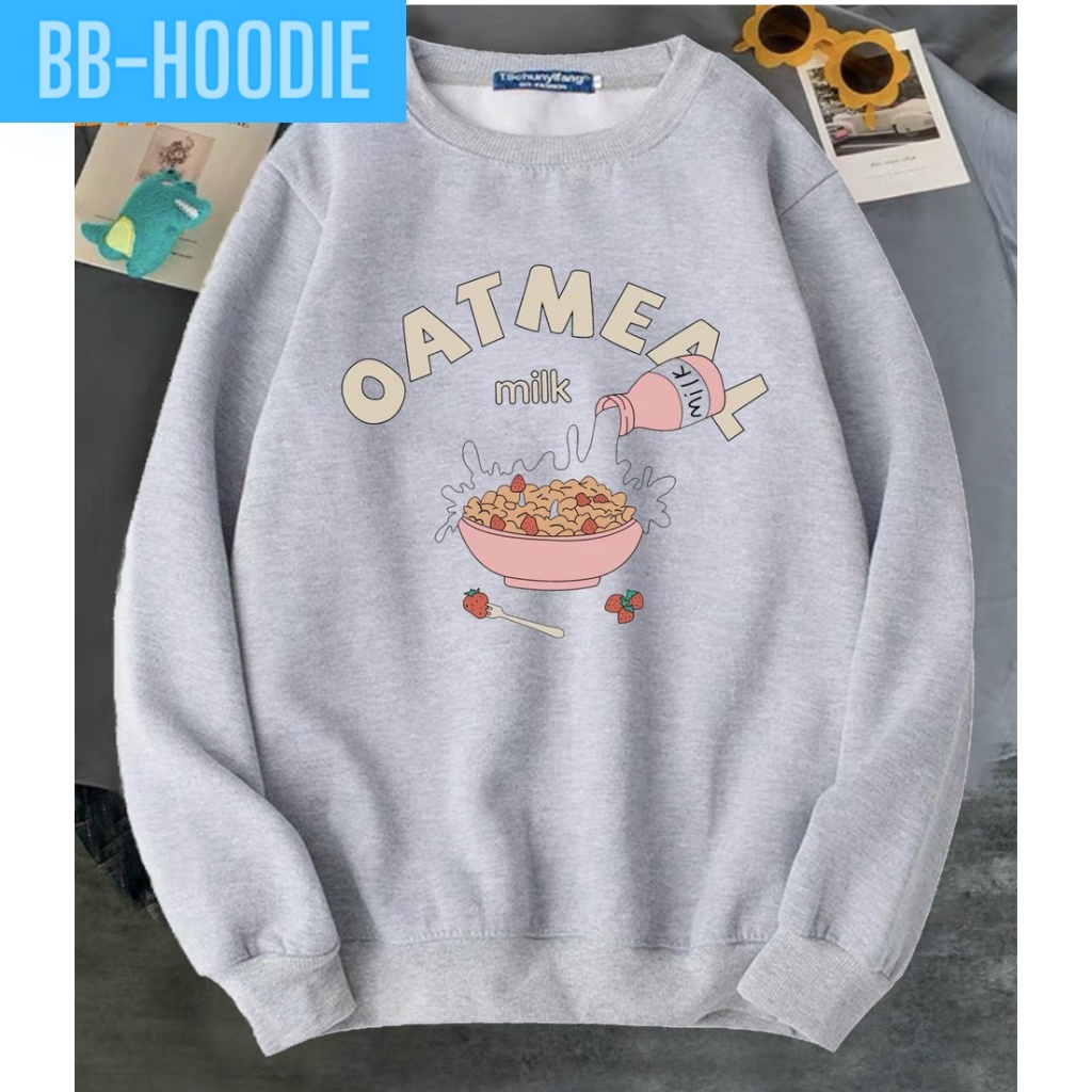 ÁO SWEATER NỈ PHOM NAM NỮ OATMEAL CỰC ĐẸP